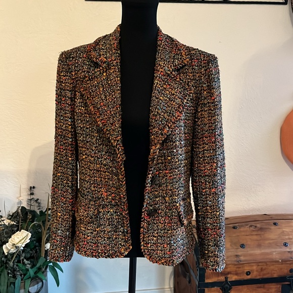 Vintage Designs By Seymour Tweed Coat size 12- multicolored, shoulder pads - Picture 6 of 7